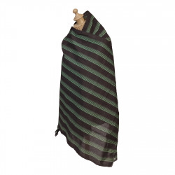 Rebozo 3/4 negro con líneas verdes