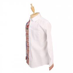 Camisa  blanca de lino con bordado mixteco