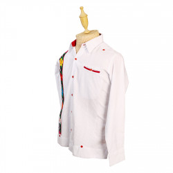 Guayabera blanca manga larga con bordado