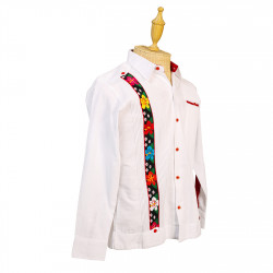 Guayabera blanca manga larga con bordado