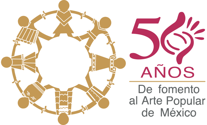 Logo 50 años de fomento al Arte Popular de México  